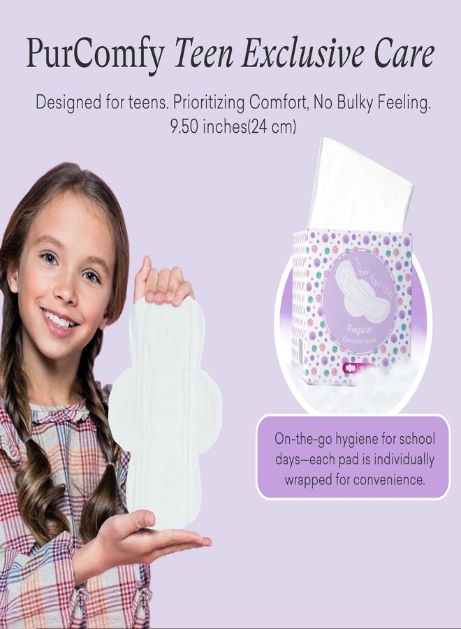 PurComfy Teens Period Pads with Wings for Tweens, Organic Cotton Sanitary Pads for Teen Girls 9-14, Teen Regular, 18 CT - Image 2